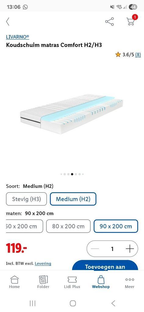 LIVARNO HOME 7-zones koudschuimmatras 90 x 200 cm (medium), Huis en Inrichting, Slaapkamer | Matrassen en Bedbodems, Nieuw, 90 cm