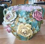 Antieke Franse bloempot met handgemaakte roosjes, Antiek en Kunst, Ophalen