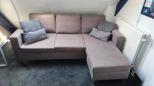 Hoekbank / loungebank antraciet Leenbakker, Huis en Inrichting, Banken | Complete zithoeken, Zo goed als nieuw, Stof, Ophalen