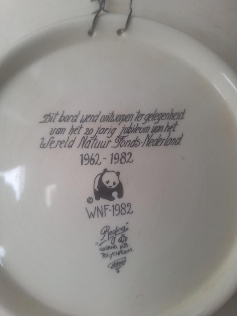 Wandbord Wereld Natuur Fonds Regina Gouda Panda, Ophalen of Verzenden