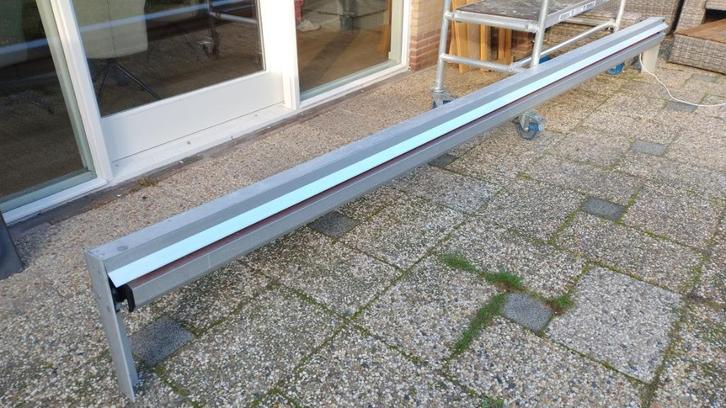 Zonnescherm knikarmscherm elektrisch 5m Aldura Somfy, Tuin en Terras, Zonneschermen, Gebruikt, Knikarmscherm, 150 tot 300 cm, 450 cm of meer