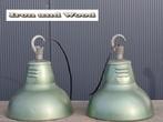 Vintage groene Holophane Paris oude lampen H31 D26, Ophalen of Verzenden, Gebruikt, Emaille, oud, vintage , stoer, robuust, grlas,  landelijk, groen