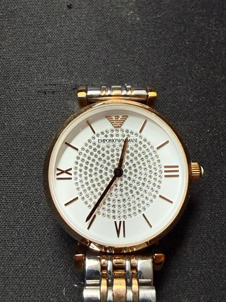 Emporio Armani Dameshorloge met Strass, Sieraden, Tassen en Uiterlijk, Horloges | Dames, Ophalen, Staal, Polshorloge, Zo goed als nieuw