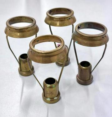 4X antiek Curiosa Brocante candle kaars kandelaars carriers beschikbaar voor biedingen