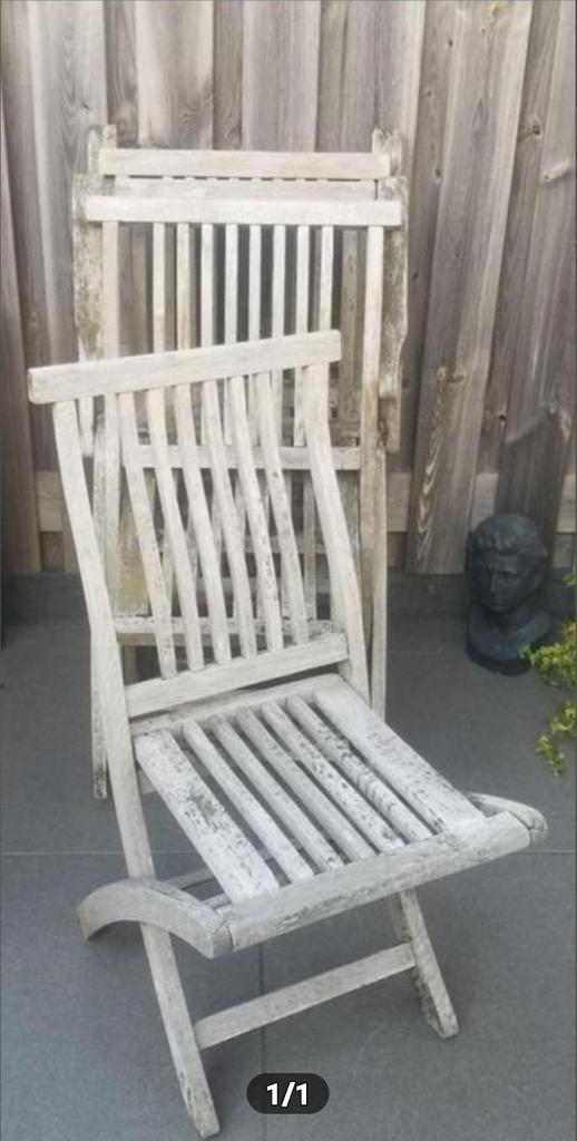 GRATIS - Houten Tuinstoelen - Inklapbaar, Tuin en Terras, Tuinstoelen, Gebruikt, Hout, Inklapbaar, Ophalen
