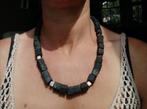 Nieuwe zelfgemaakte ketting met lavasteen en pyriet, Sieraden, Tassen en Uiterlijk, Kettingen, Zwart, Nieuw, Ophalen of Verzenden