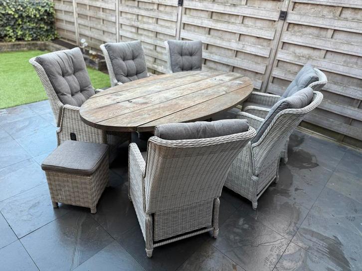 Tuinset - 6x verstelbare Wicker Dublin Ash Grey stoelen, Tuin en Terras, Tuinsets en Loungesets, Zo goed als nieuw, Tuinset, Wicker