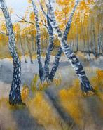 aquarel berk, herfst, Ophalen of Verzenden