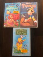 Disney VHS videobanden Pinokkio, Zeemeermin en Winnie de Poe, Cd's en Dvd's, VHS | Kinderen en Jeugd, Tekenfilms en Animatie, Ophalen of Verzenden