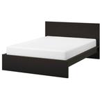Ikea Malm bedframe 140x200 + lattenbodem, Ophalen, Gebruikt, Zwart, Tweepersoons