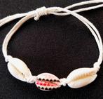 armbandje 3 schelpen zwart/rode hartjes, Ophalen of Verzenden, Nieuw, Zwart