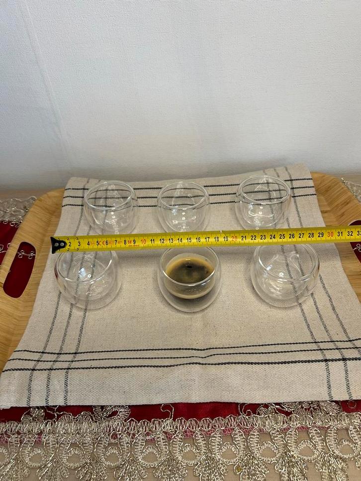 Espressokopjes Set - 6 Dubbelwandige Glazen 80ml, Huis en Inrichting, Keuken | Keukenbenodigdheden, Nieuw, Ophalen