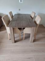 4 luxe eetkamerstoelen  -  echt leder, topcomfort!, Ophalen, Gebruikt