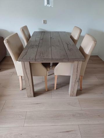 4 luxe eetkamerstoelen  -  echt leder, topcomfort! beschikbaar voor biedingen