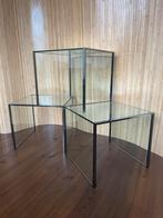 Set/3 glazen salontafel/etalage /bijzettafel /winkel display, Minder dan 55 cm, Vierkant, Glas, X