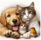 Retriever puppy +vriendjes   auto ,koelkast kliko sticker, Verzenden