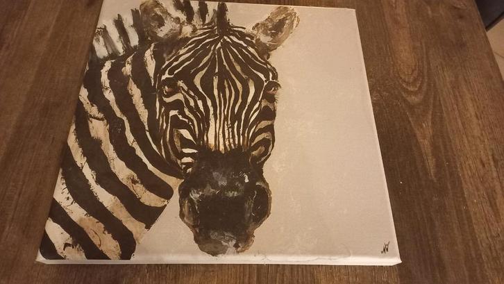 Zebra  en Tijger Schilderij op Canvas, Antiek en Kunst, Kunst | Schilderijen | Klassiek, Ophalen of Verzenden