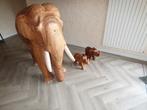 2 STUKS EXCLUSIEVE MOOIE HOUTEN OLIFANTEN HAND GEMAAKT, Antiek en Kunst, Kunst | Beelden en Houtsnijwerken, Ophalen of Verzenden
