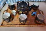 Zwart Chinees Porselein servies met vintage dienblad, Ophalen
