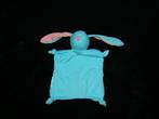 blauw met roze knuffellapje konijn of haas ,hartjes neus, Ophalen of Verzenden, Nieuw, Konijn