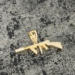 14k gouden uzi kettinghanger pistool geweer hanger, Ophalen of Verzenden, Nieuw, Goud, Kruis of Symbool