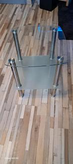 Glazen tafeltje met metalen poten, Huis en Inrichting, Tafels | Salontafels, Ophalen, Minder dan 50 cm, Gebruikt, 50 tot 75 cm