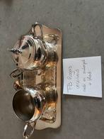 FB Rogers verzilverd melk en suikerpot + blad, Antiek en Kunst, Antiek | Goud en Zilver, Ophalen of Verzenden, Zilver