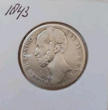 Zilveren Gulden 1843 Nederland - Willem II beschikbaar voor biedingen