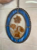 Glas in lood raamhanger met droogbloemen, Antiek en Kunst, Antiek | Glas en Kristal, Ophalen of Verzenden