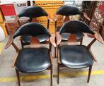 4 Vintage Louis van Teeffelen koehoorn stoelen  Awa Almelo, Ophalen