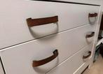 Witte commode met mooie lederen handgrepen, Ophalen, Gebruikt, 75 tot 100 cm, Commode