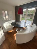 Lederland Kyoto ronde bank met Eettafel, Huis en Inrichting, Complete eetkamers, Ophalen, Gebruikt, 4 tot 6 stoelen