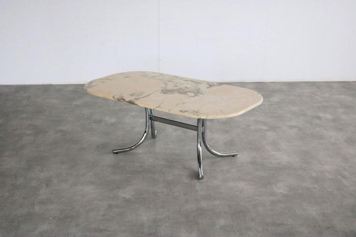 vintage salontafel | tafel | marmer | Zweden (2), Huis en Inrichting, Tafels | Salontafels, Gebruikt, Overige houtsoorten, Overige materialen