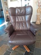 Bruin lederen draai relax fauteuil bezorging is mogelijk, Ophalen of Verzenden, Zo goed als nieuw, 75 tot 100 cm, 50 tot 75 cm