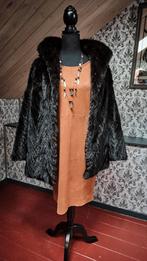 Vintage bontjas, donker, nerts, Duitse kwaliteit, chevron, Verzenden, Gedragen, Maat 42/44 (L), Zwart