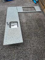 L-vormige marmeren werkblad, Ophalen, Gebruikt, 150 tot 200 cm, Grijs