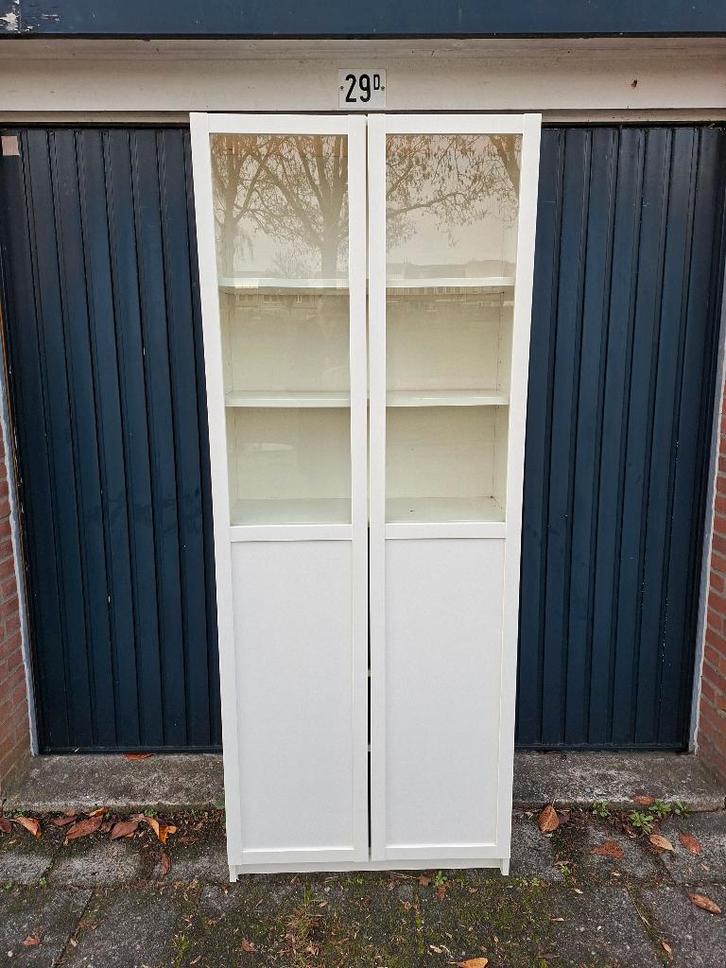 1 witte IKEA Billy boekenkast/legkast met 2 deuren en ramen, Huis en Inrichting, Kasten | Boekenkasten, Gebruikt, 50 tot 100 cm