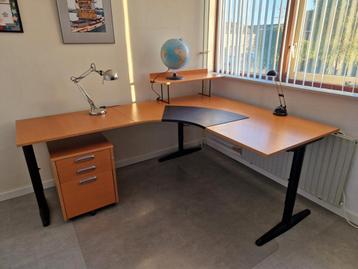 Ikea Galant beuken hoekbureau met ladeblok - afbeelding 3