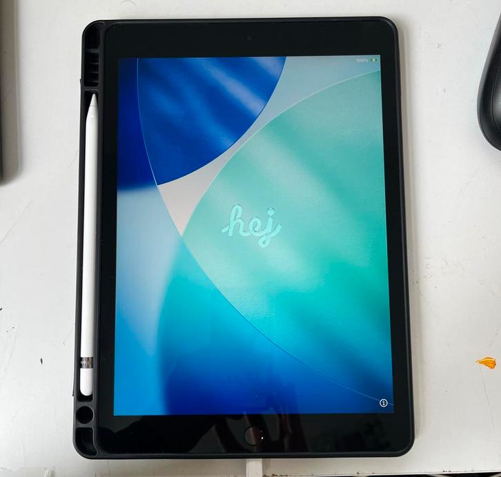 iPad 10.2" (9e gen) 64GB Space Gray + Apple Pencil, Computers en Software, Apple iPads, Zo goed als nieuw, Apple iPad, Wi-Fi, 10 inch