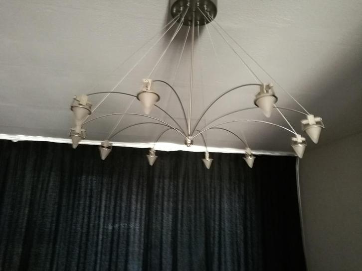 Woonkamerlamp / Plafondlamp  - chroom / glas, Huis en Inrichting, Lampen | Plafondlampen, Gebruikt, Glas, Kunststof, Metaal, Ophalen