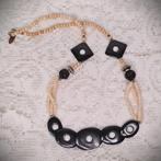 Vintage bohemian ketting, Bandolera, handgemaakt hout, Ophalen of Verzenden, Nieuw, Bruin, Overige materialen