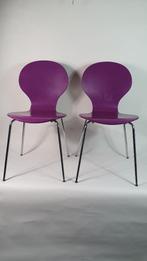 Set van 2 retro vlinderstoelen, paars hout en chroom. S33