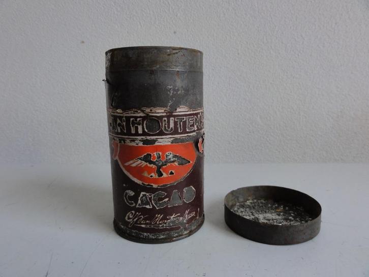 Cacaobusje, blikje cacao van Houten, heel oud, zeldzaam, Antiek en Kunst, Curiosa en Brocante, Ophalen of Verzenden