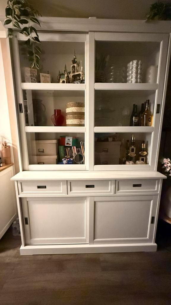 Buffetkast met vitrine - Dressoir en bovenkast, Huis en Inrichting, Kasten | Buffetkasten, Gebruikt, 150 tot 200 cm, 50 tot 75 cm