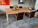 Vier leren eetkamerstoelen KFF, model Texas, Ophalen, Gebruikt, Bruin, Leer