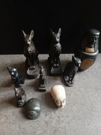 Verzameling van 9 Egyptische beeldjes. O.a. Bastet., Ophalen of Verzenden