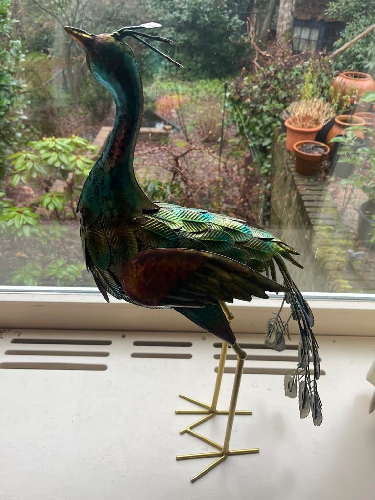 Metalen decoratieve pauw, Huis en Inrichting, Ophalen, Gebruikt