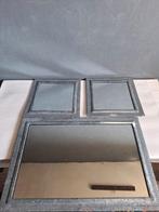 Set van 3 spiegels met zinken lijst, Onbekend, Ophalen of Verzenden, Onbekend, Rechthoekig