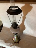 Antieke olielamp met porseleinen voet, Antiek en Kunst, Ophalen of Verzenden
