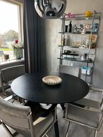 Zwarte ronde eettafel rond diameter 120cm 4 personen, Ophalen, Gebruikt, 100 tot 150 cm, Rond
